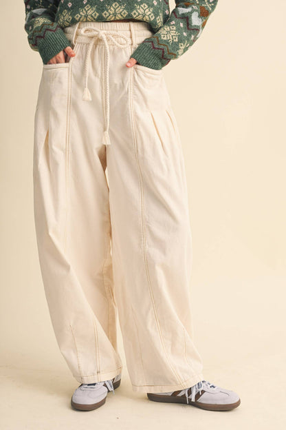 Washed Corduroy Barrel Pants