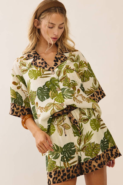 Mixed Print Button-Up Set