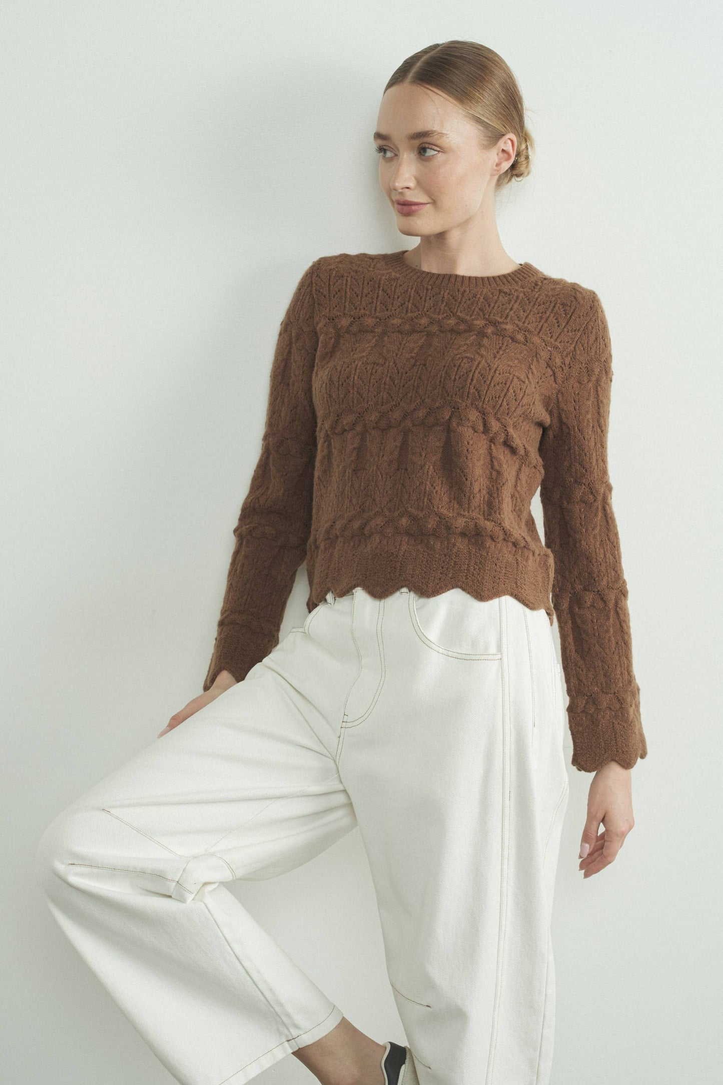 Scallop Edge Open Sweater