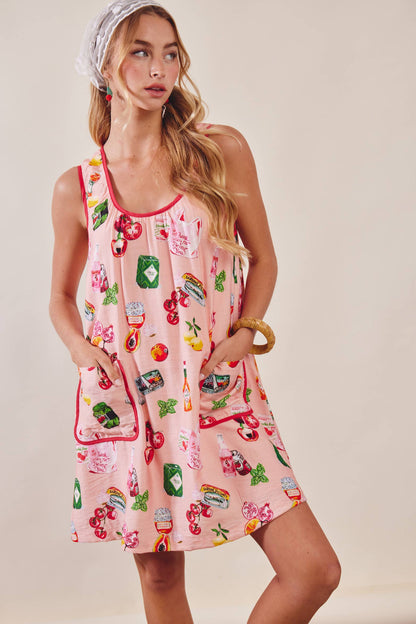 Printed Pocket Shift Dress
