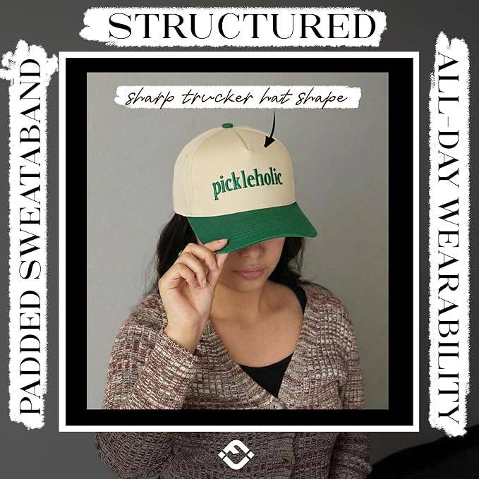 2-Tone Cap - Pickleholic - Kelly Green/Beige