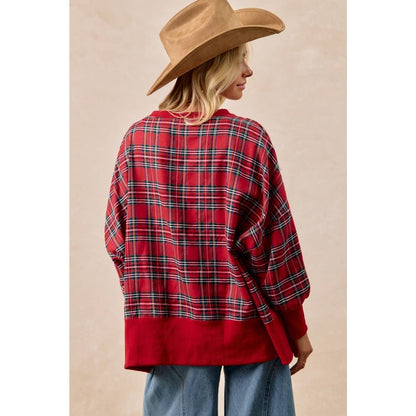 Merry Letter Patches Plaid Sweatshirt