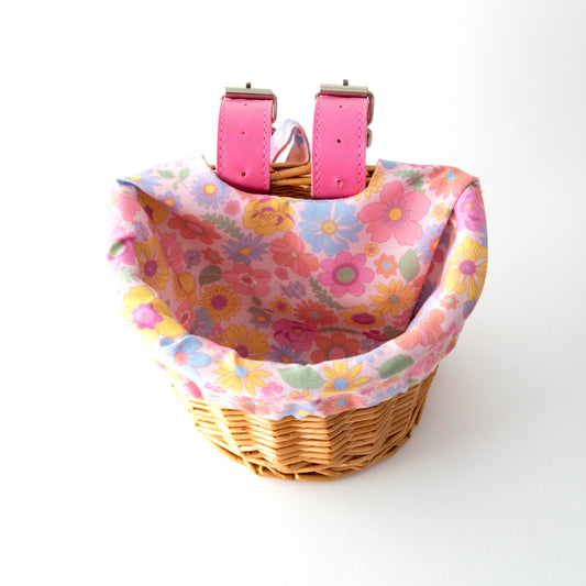 Kids Wicker Basket with Pretty Retro Flower Liner