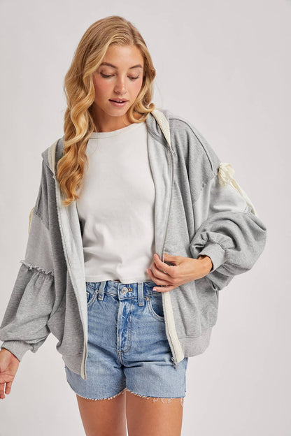 Lace Trimmed Zip Up