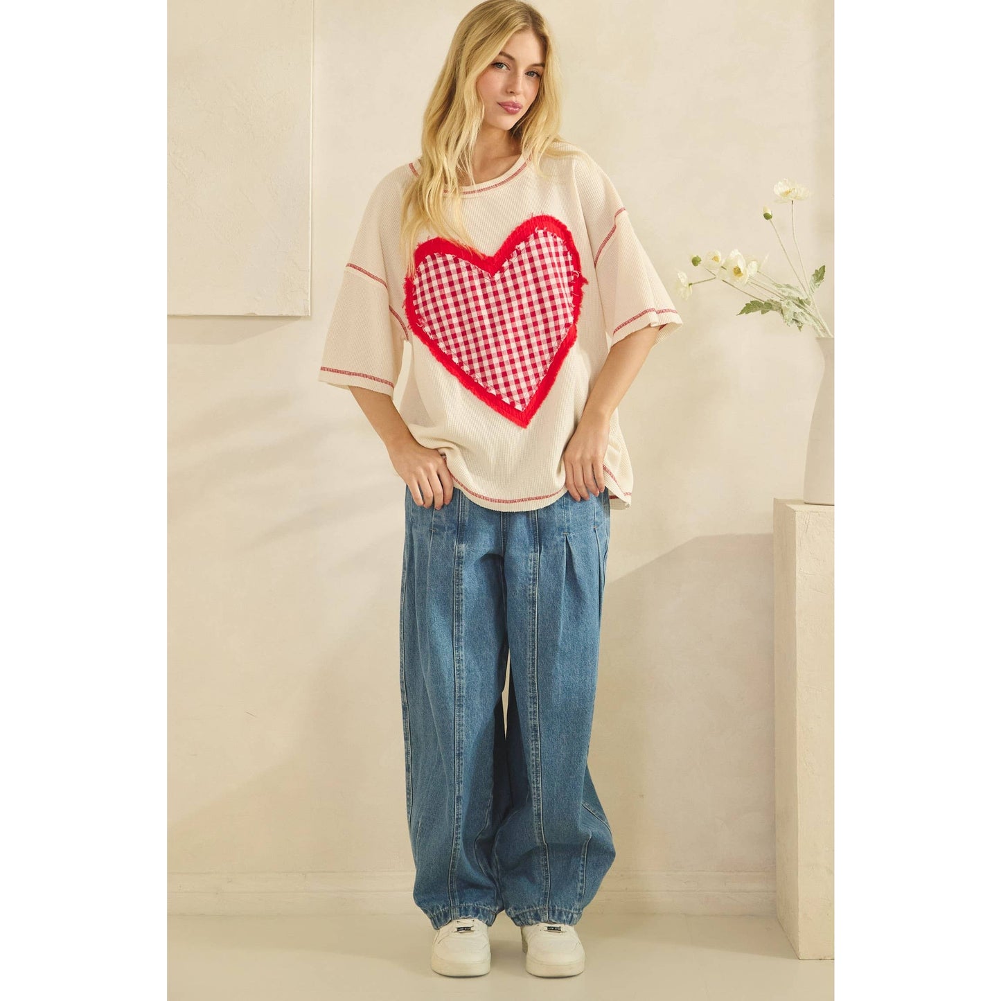 Sweetheart Gingham Waffle Tee