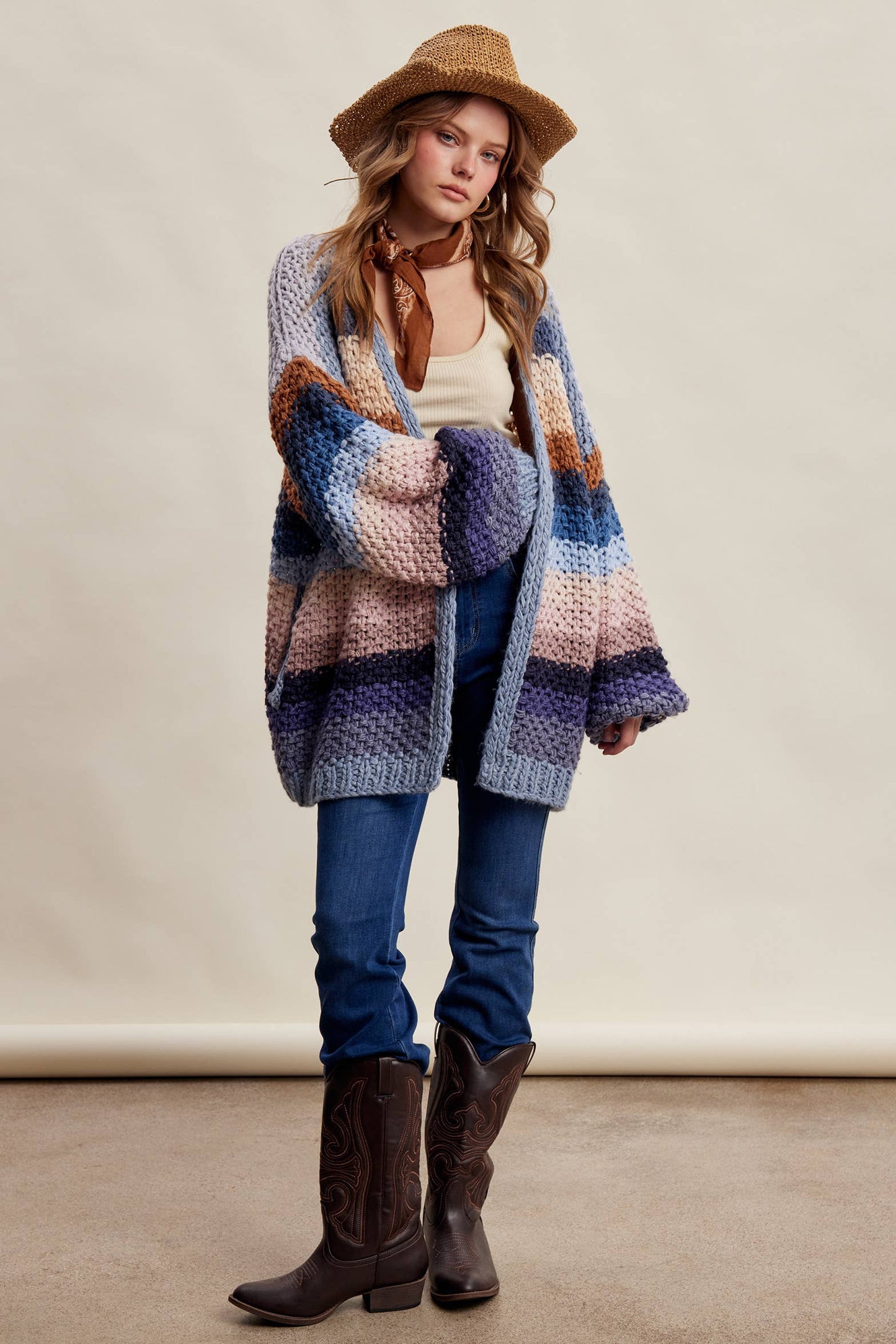 Rainbow Hand-Crochet Open Cardigan