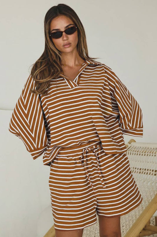 Oversized Striped Short Set