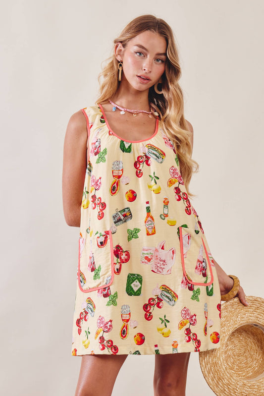 Printed Pocket Shift Dress