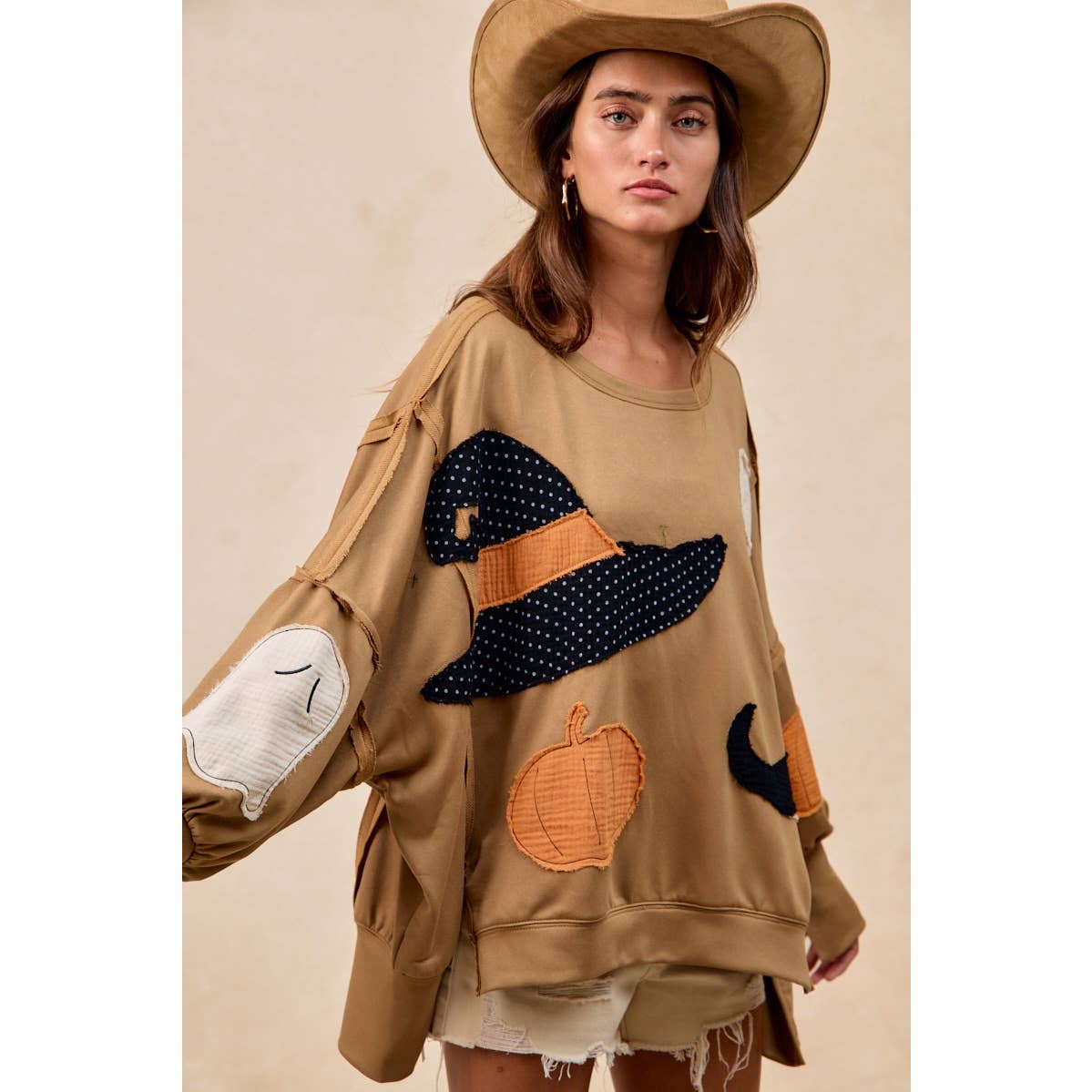 Halloween Theme Patchwork Sweatshirt