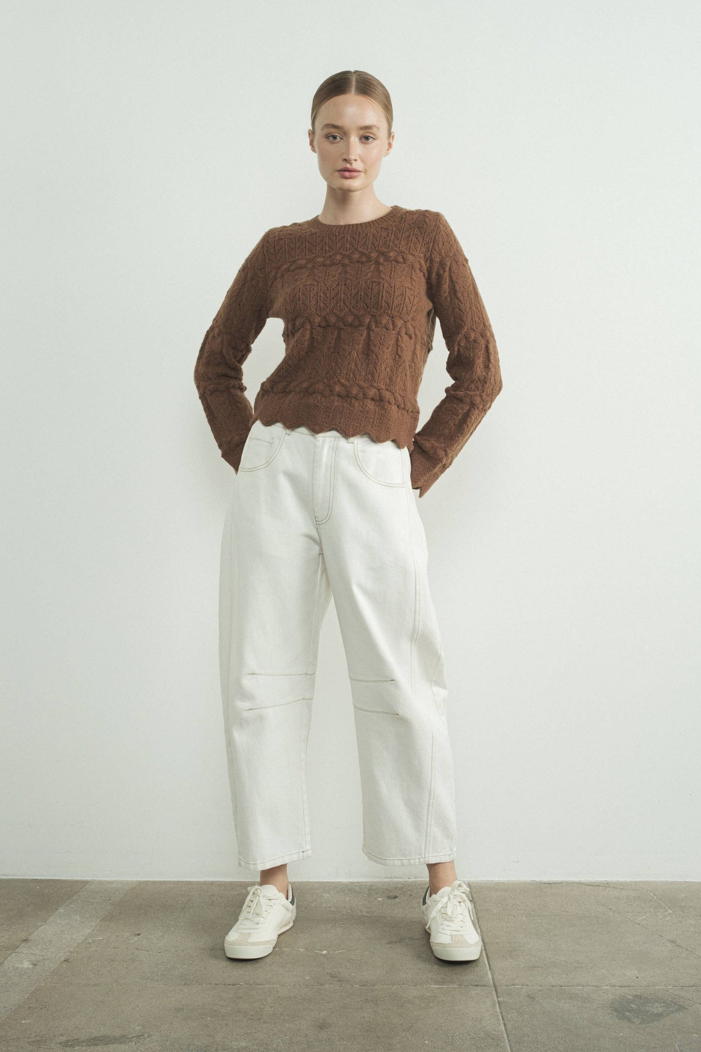 Scallop Edge Open Sweater