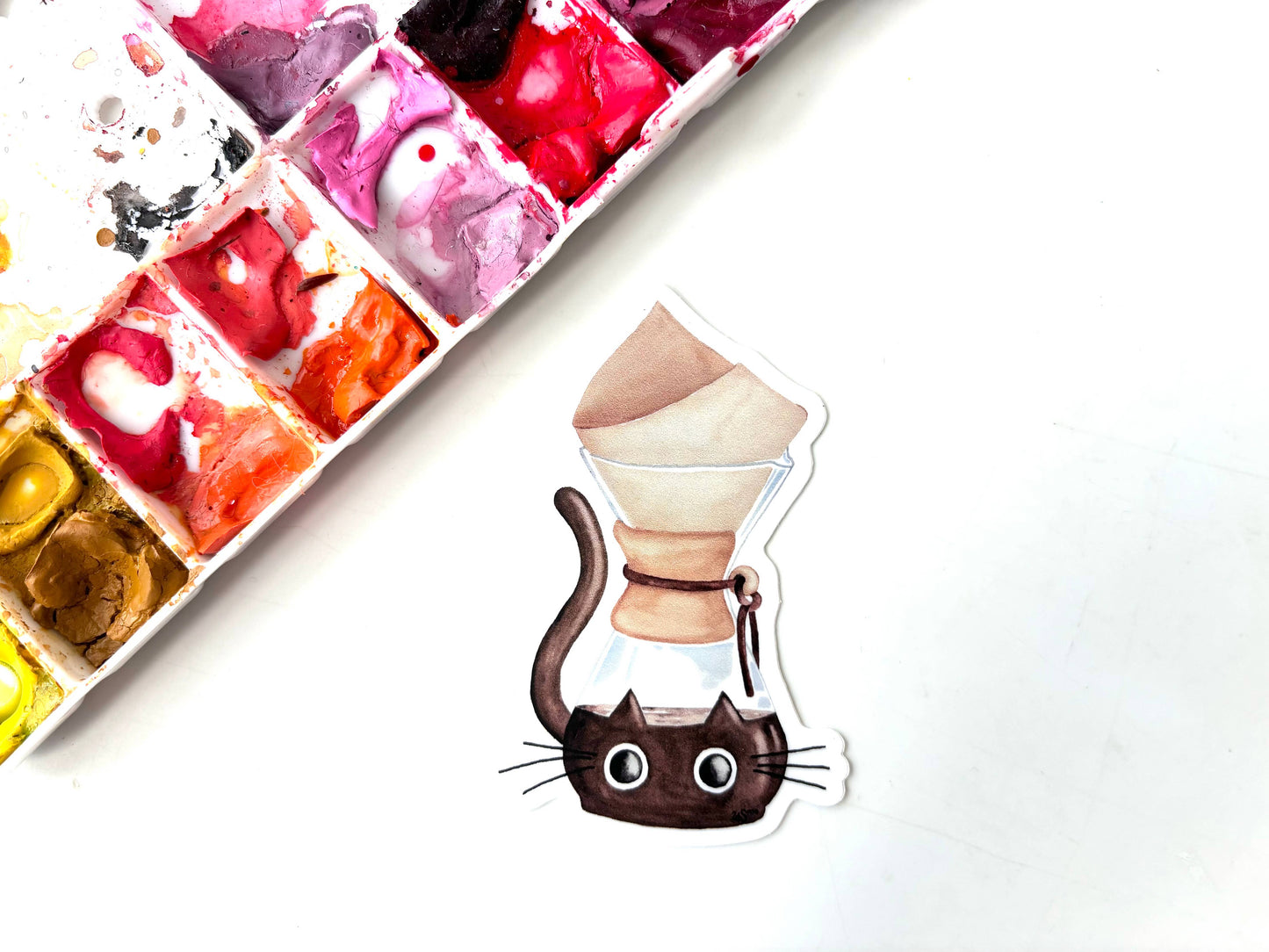 Cat Coffee Vinyl Sticker