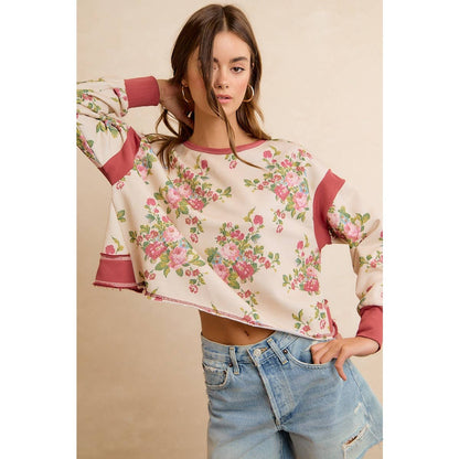 Floral Brushed Terry Open Back Top