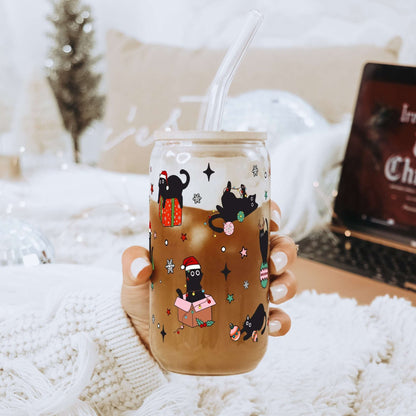 Christmas Cats Cup With Lid and Straw