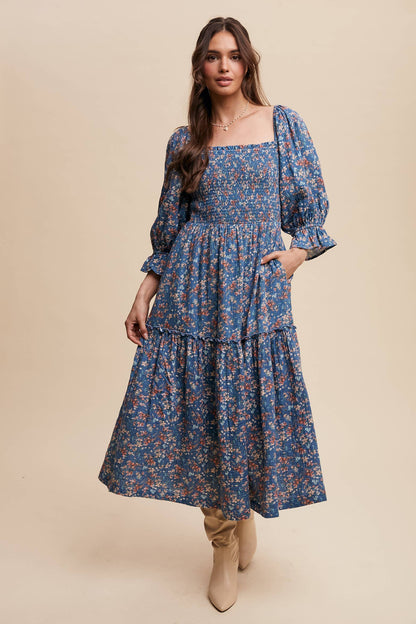 Floral Tiered Midi Dress