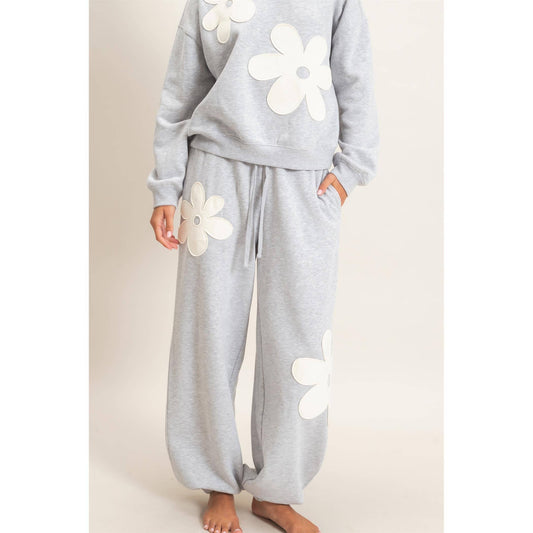 Floral Applique Matching Sweatset
