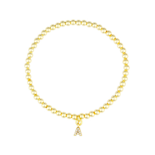 Clear CZ Initial Bracelet - Gold