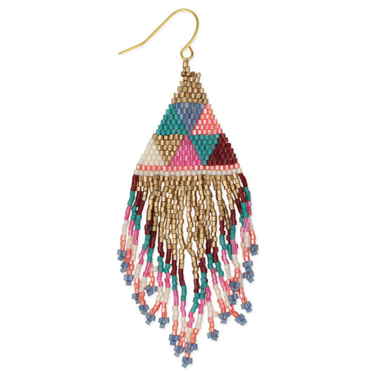 Luxury Fringe Woven Triangles Beaded Earrings