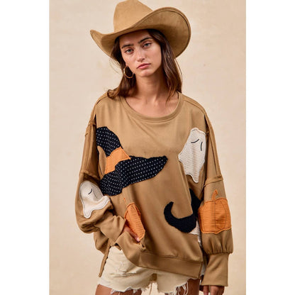 Halloween Theme Patchwork Sweatshirt