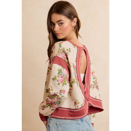 Floral Brushed Terry Open Back Top