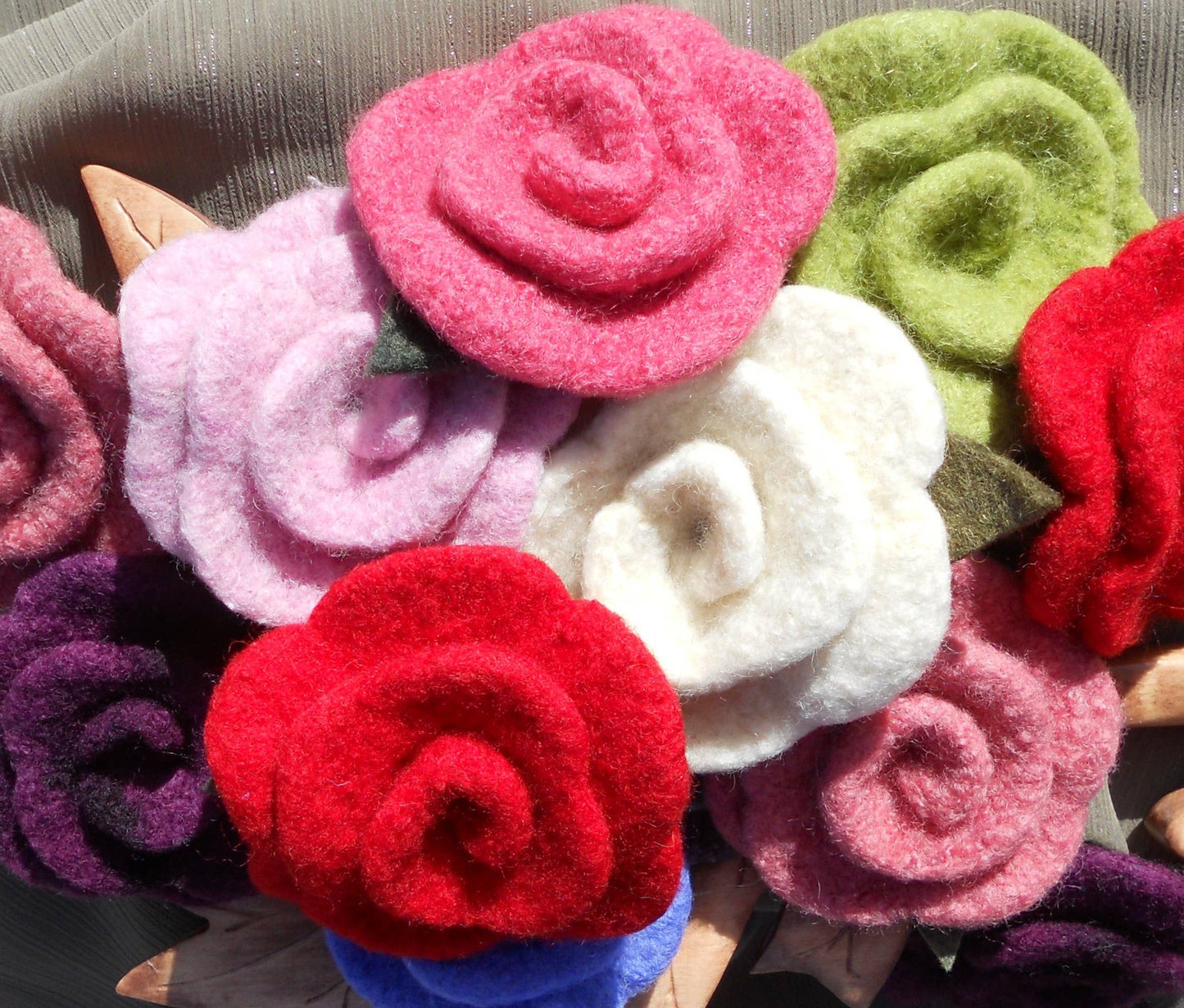 Felted Rose Brooch