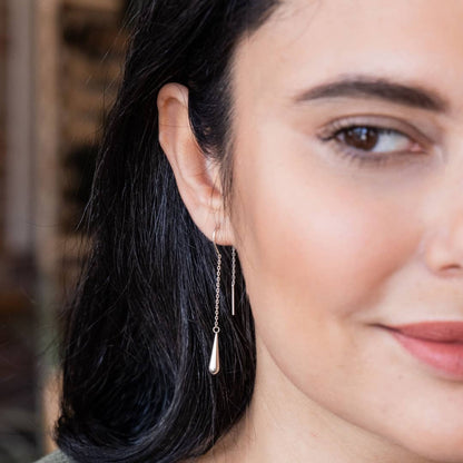 Refined Earring Collection - Teardrop Threader/Silver