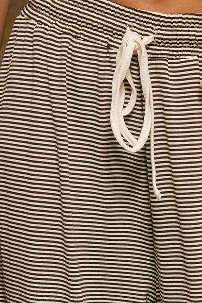 Micro-Stripe Side-Piping Wide-Leg Pants