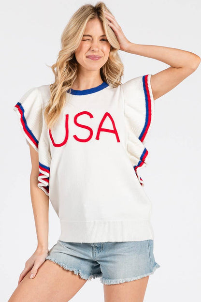 Ruffle Sleeve Americana Top