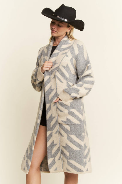 Houndstooth Print Cardigan