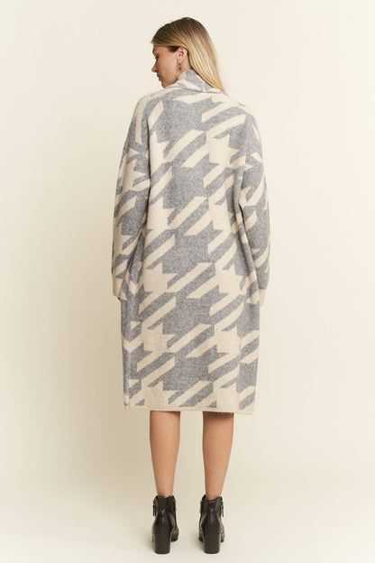 Houndstooth Print Cardigan