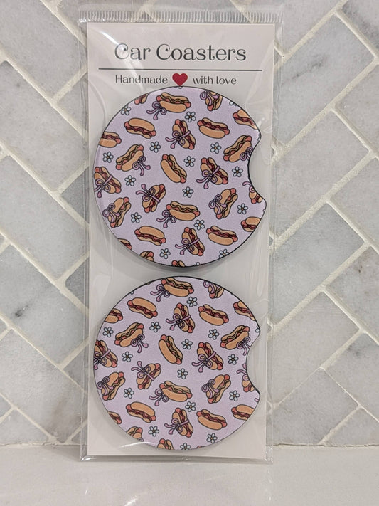 Hot Dog Lover Coquette Car Coasters