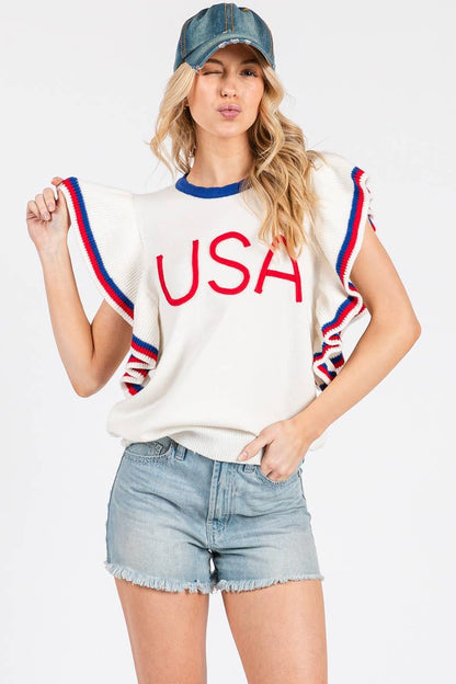 Ruffle Sleeve Americana Top