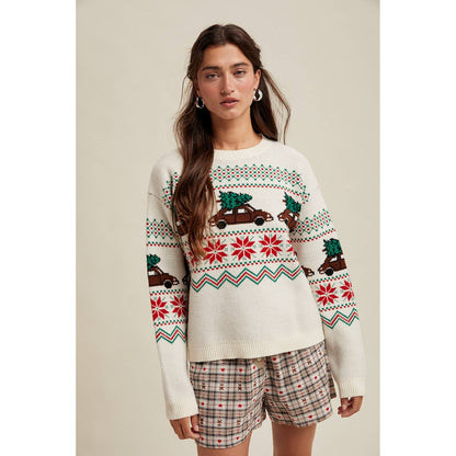 Christmas Tree Car Fair Isle Sweater