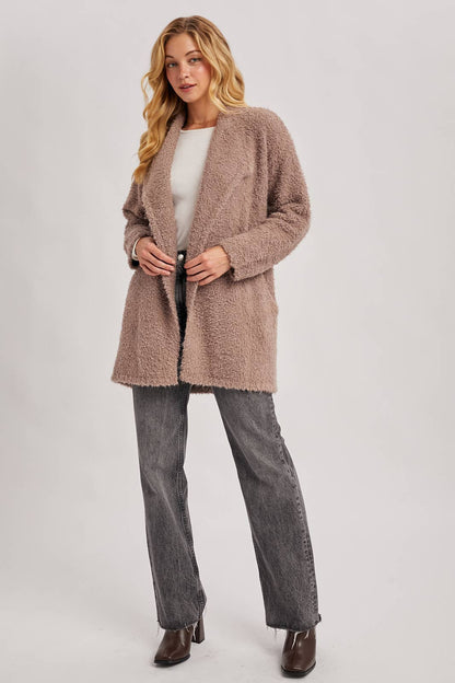 Fuzzy Drape Front Cardigan