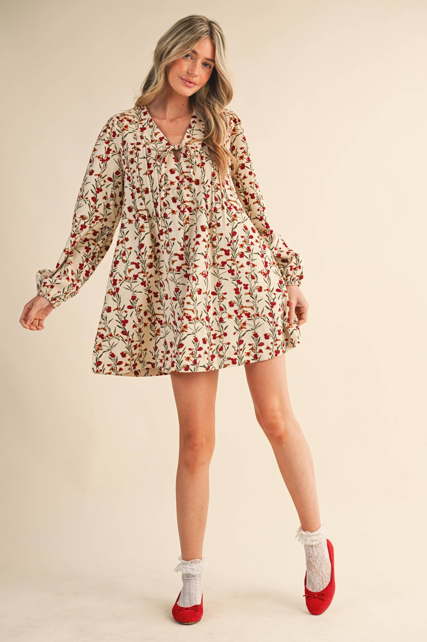 Floral Corduroy Mini Dress