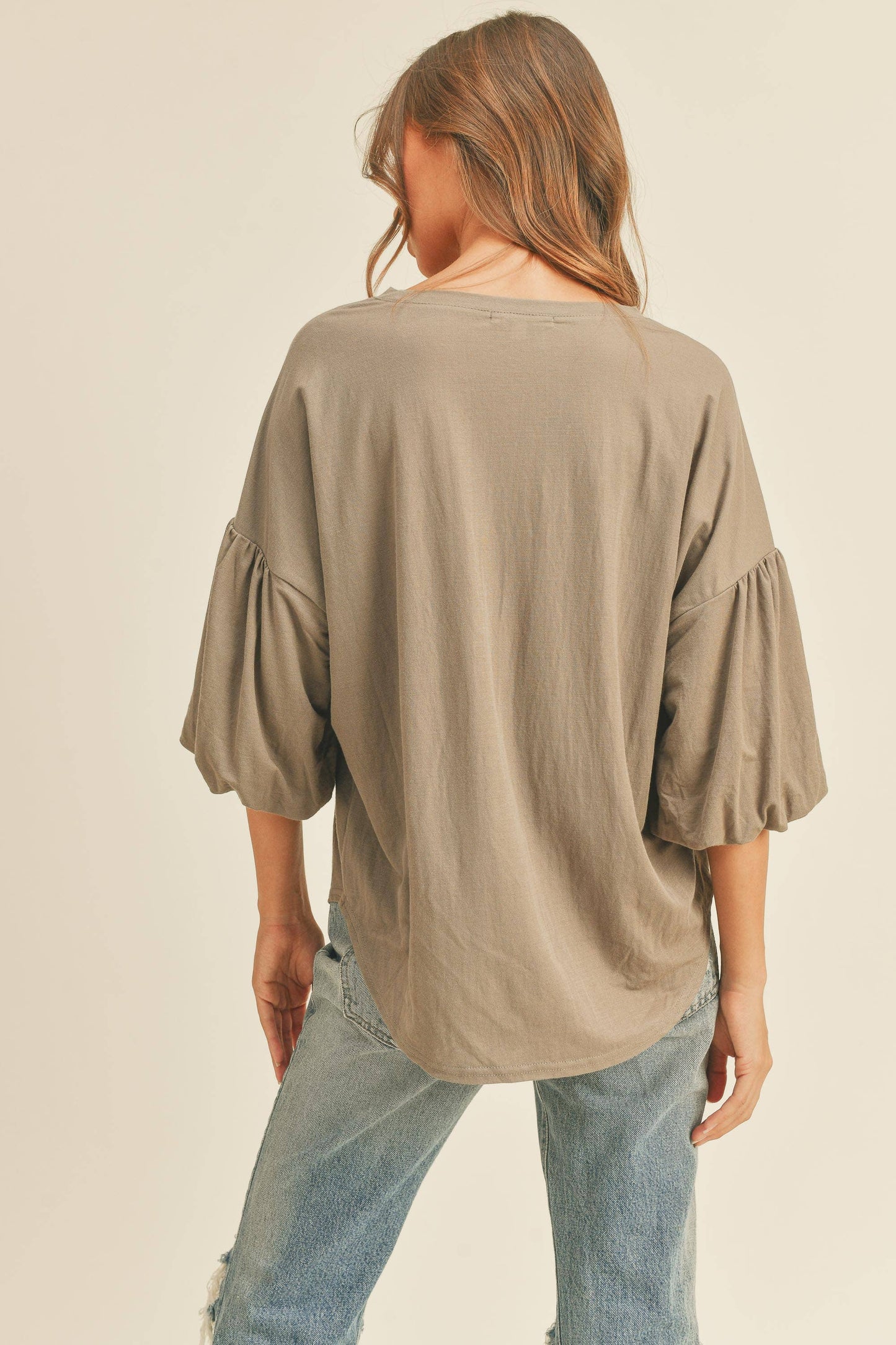 Bubble Sleeve Rayon Top