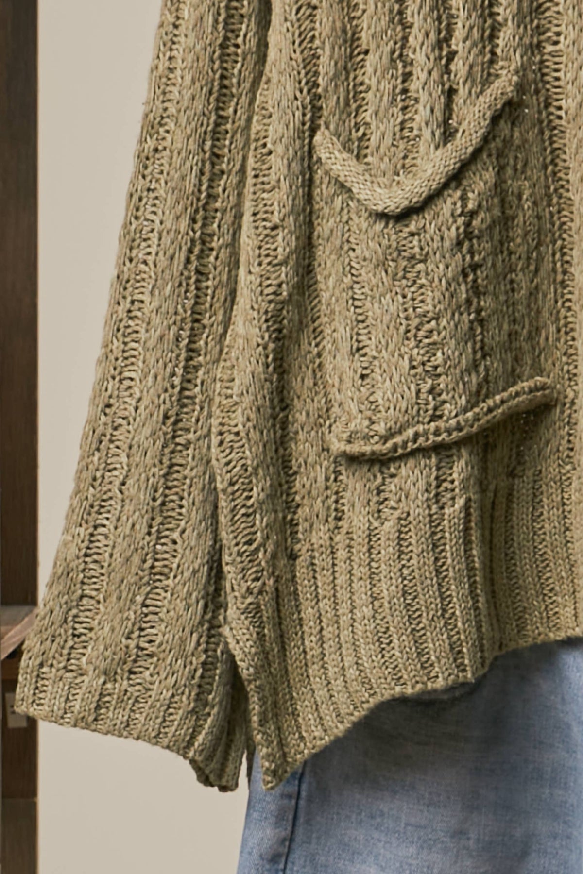 Relaxed Fit Rib Knit Pocket Sweater