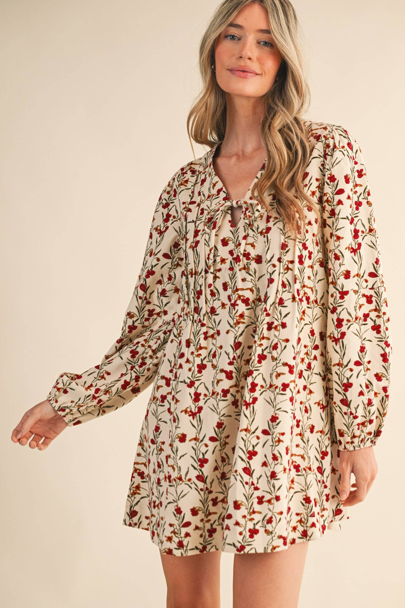 Floral Corduroy Mini Dress