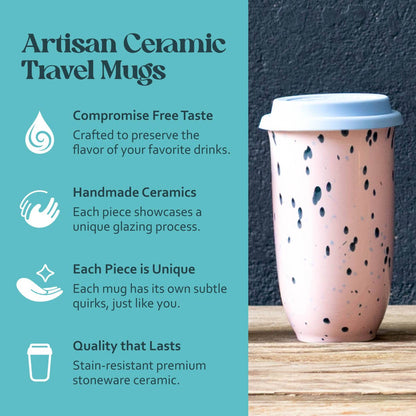 Blossom Ceramic Travel Cup 16oz | Reusable Coffee Tumblers