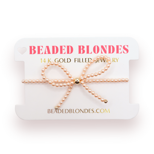 Champagne Pearl Beaded Bow Bracelet