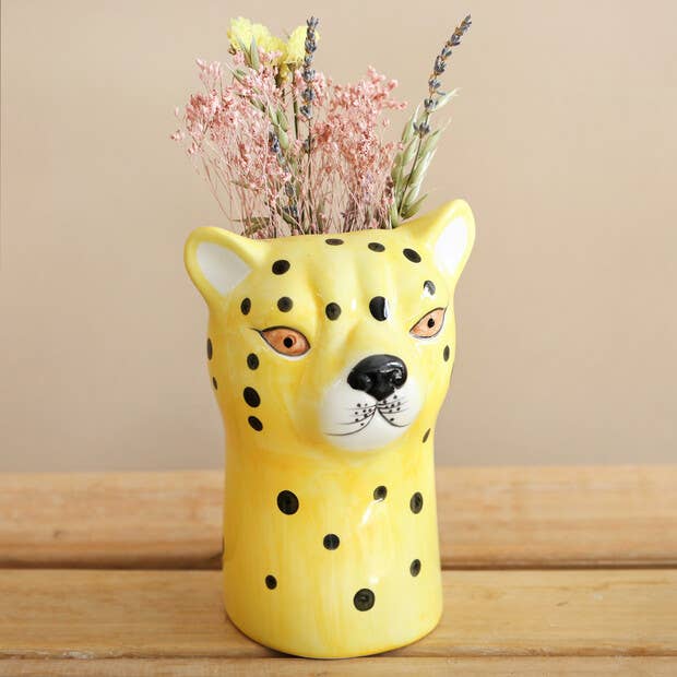 Ceramic Leopard Head Vase