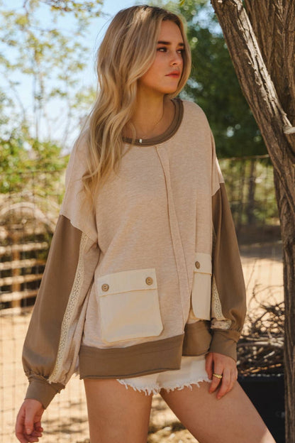 Oatmeal Color Block Sweatshirt
