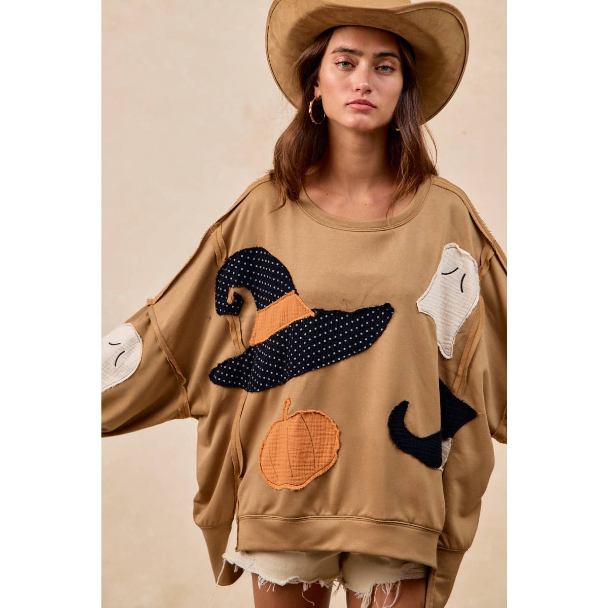 Halloween Theme Patchwork Sweatshirt