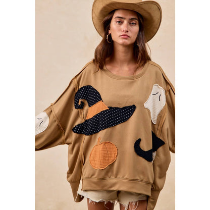 Halloween Theme Patchwork Sweatshirt