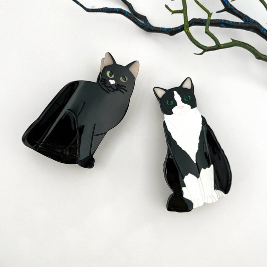 Black Cat Acetate Claw Clip
