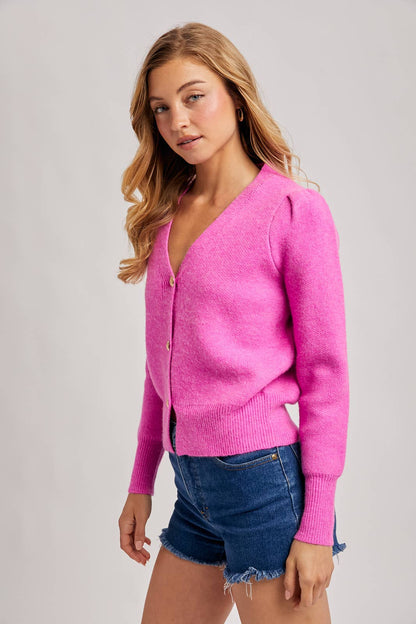 Button Down V-Neck Cardigan