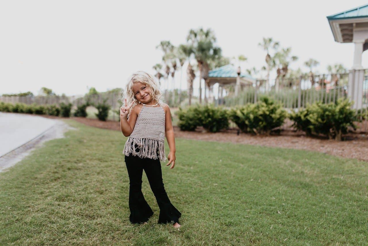 Kids Black Denim Flare Pants