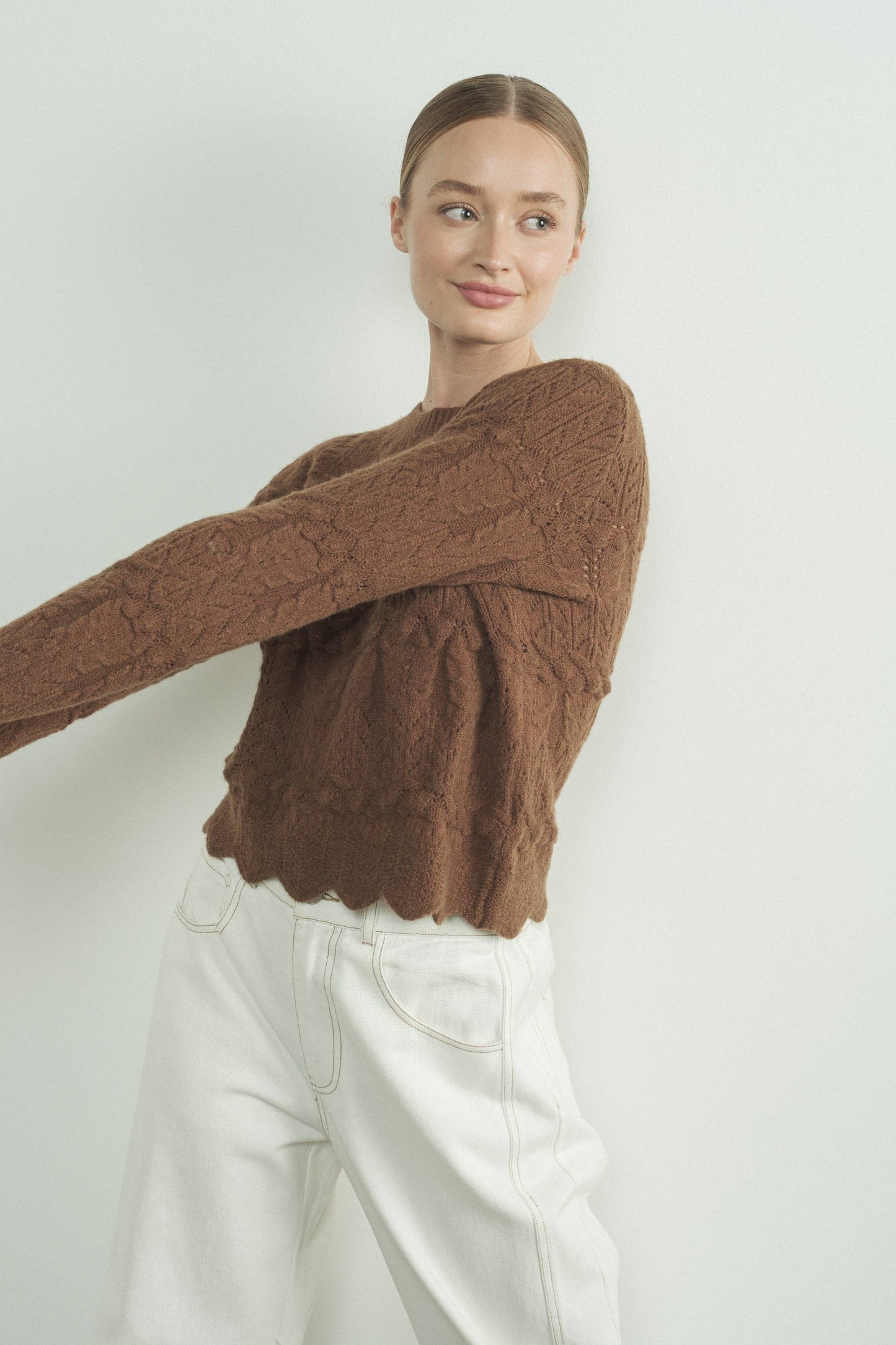 Scallop Edge Open Sweater