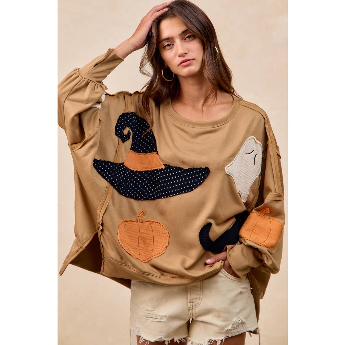 Halloween Theme Patchwork Sweatshirt