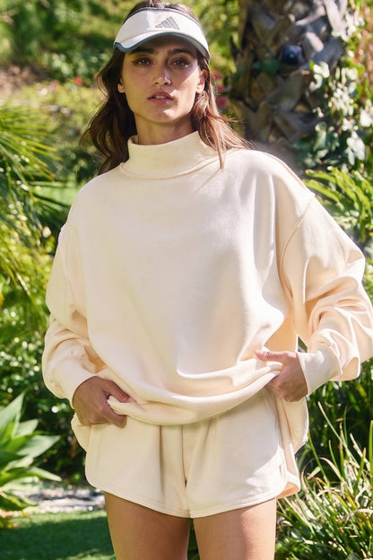 Solid Mock Neck Sweatshirt Top
