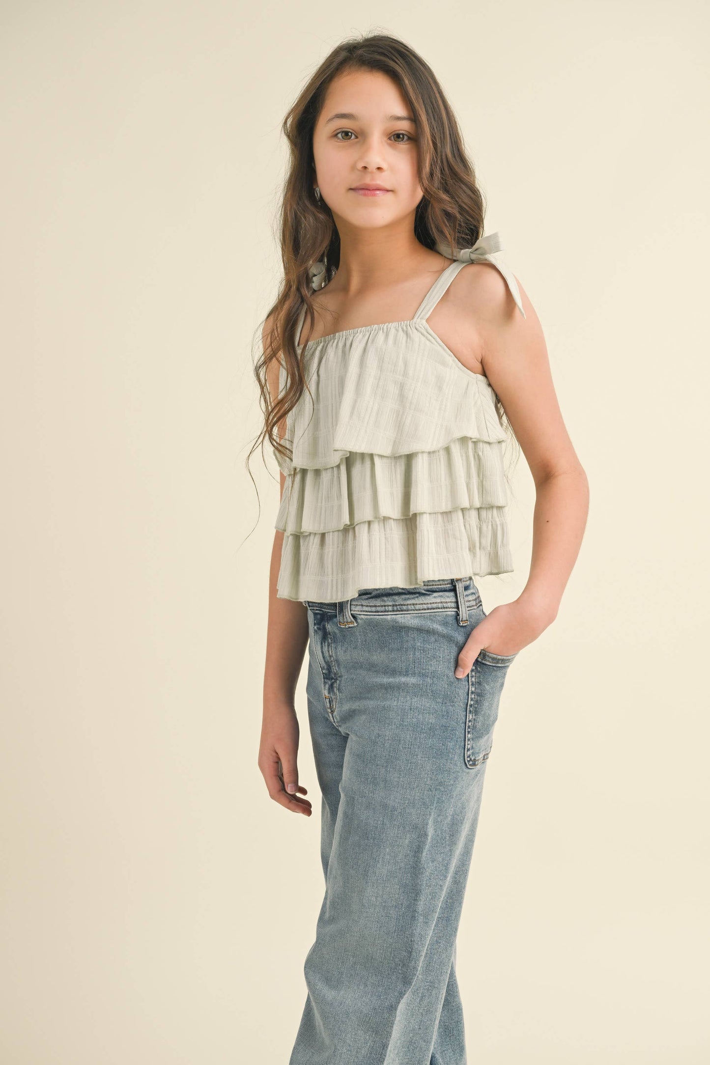 Tween Girls Wide Leg Denim Pants